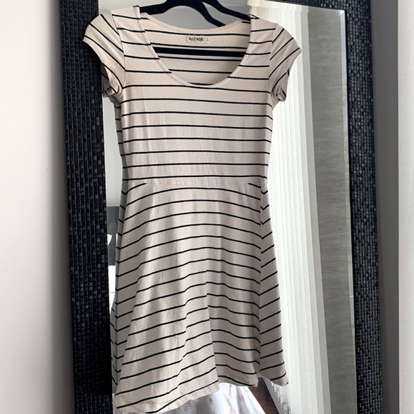 Garage Basic Striped Short Sleeve Dress